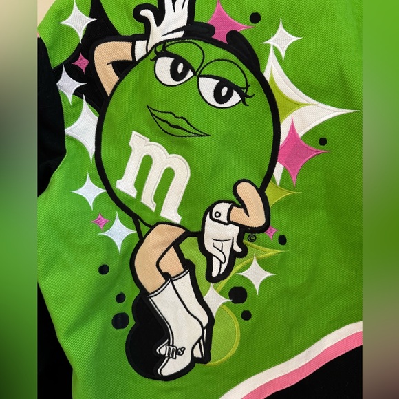 Vintage Y2K M&M’s “Don’t Beg” Racing Jacket in Green, Pink & Black Size 2XL - Picture 9 of 11